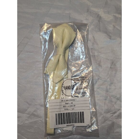 NWT Janie And Jack Boys Bow Tie Yellow Linen Blend 6 And Up - Picture 1 of 13